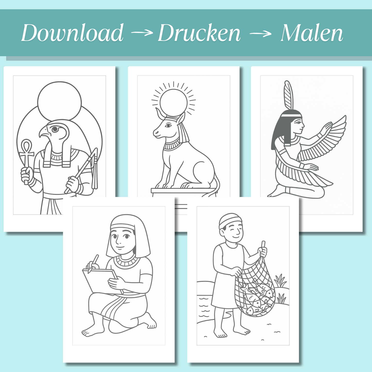 Ägypten Ausmalbilder für Kinder (PDF Download)