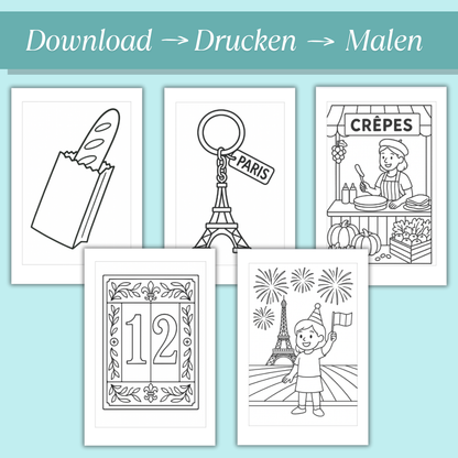 Frankreich Ausmalbilder für Kinder (PDF Download)