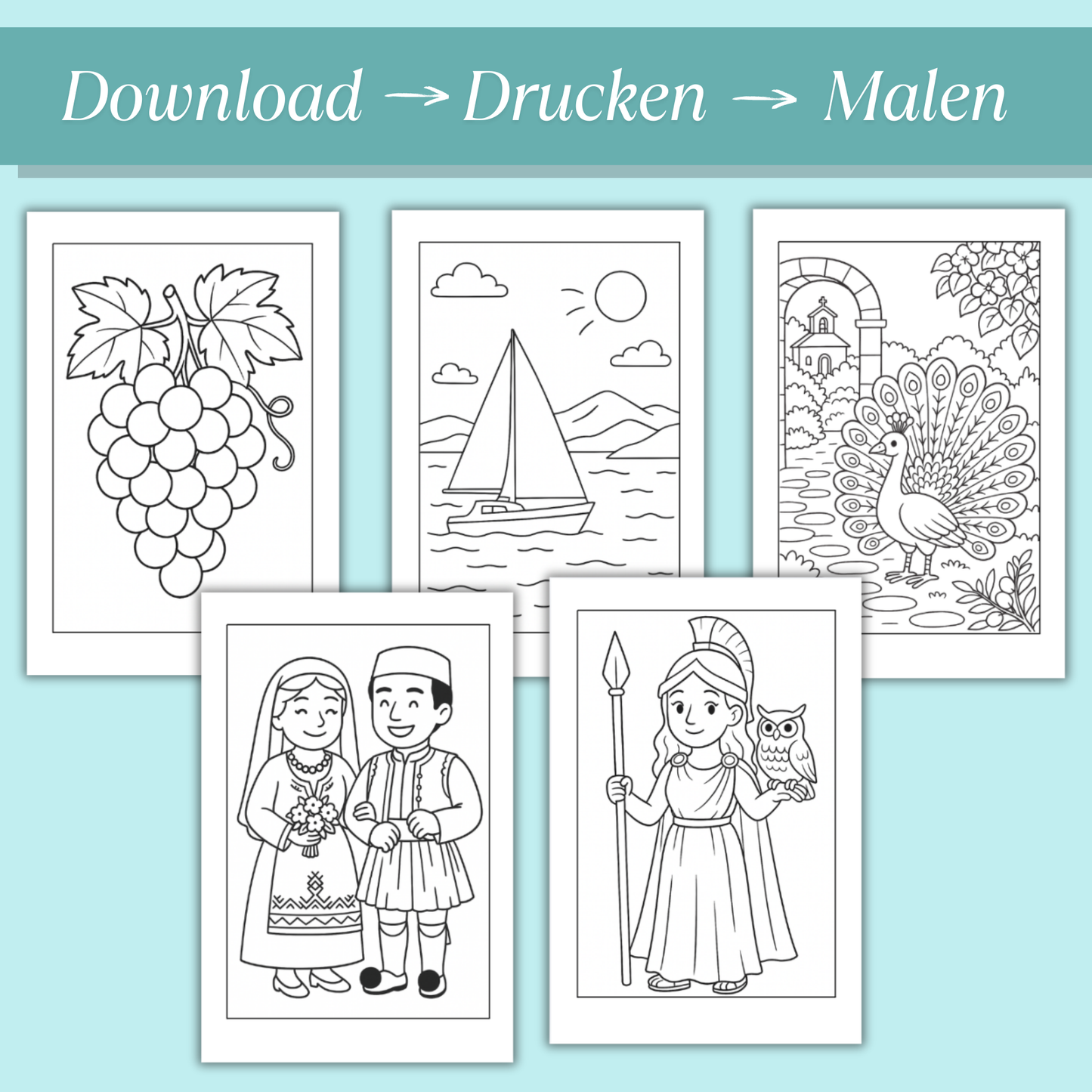 Griechenland Ausmalbilder für Kinder (PDF Download)