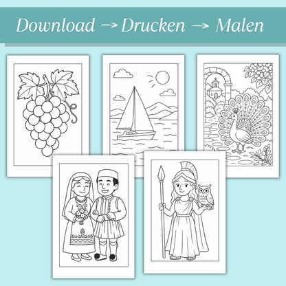 Griechenland Ausmalbilder für Kinder (PDF Download)