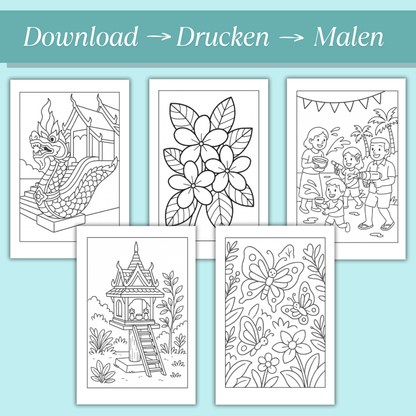 Thailand Ausmalbilder für Kinder (PDF Download)