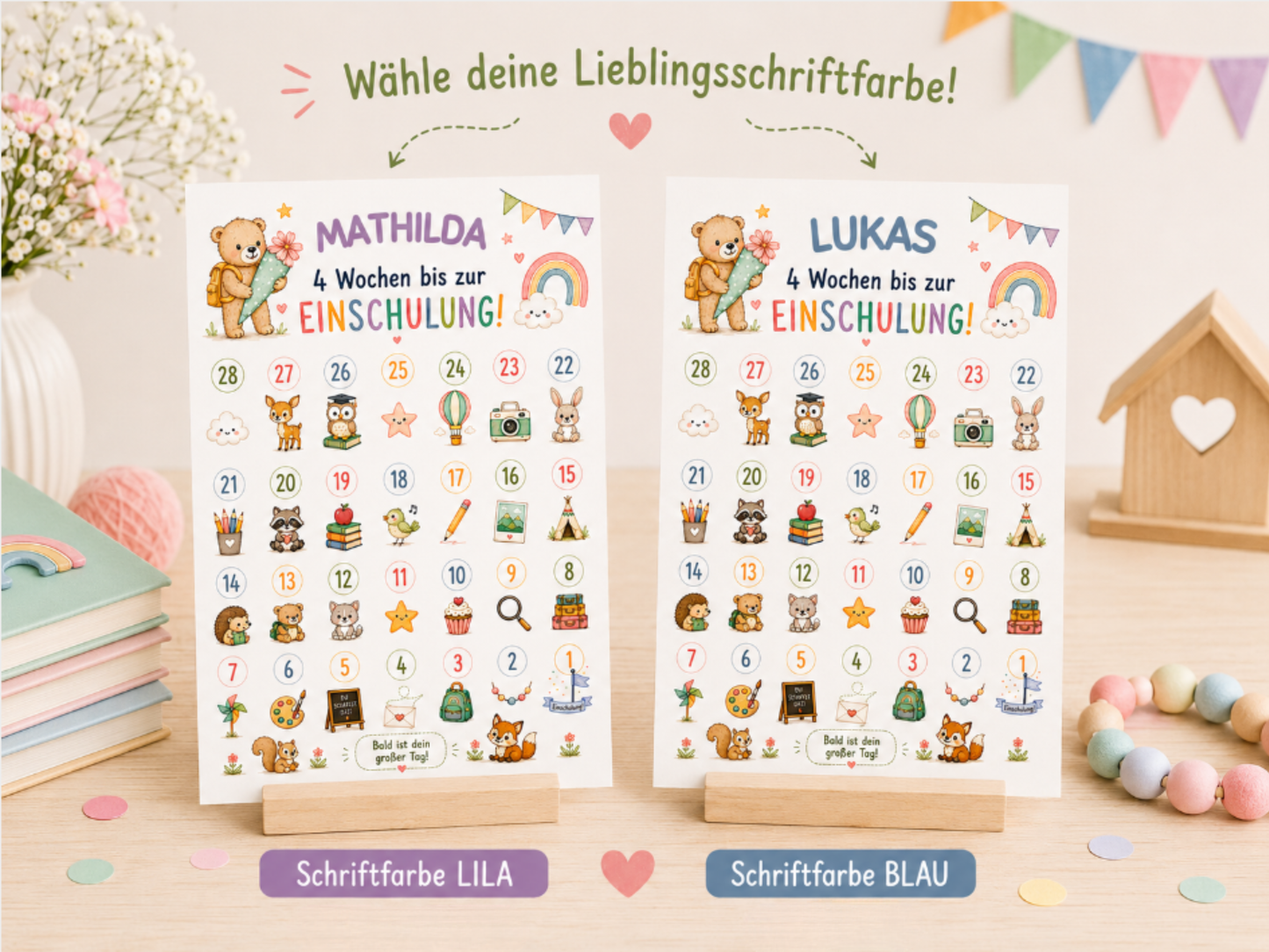 Personalisierter Countdown zur Einschulung 2026