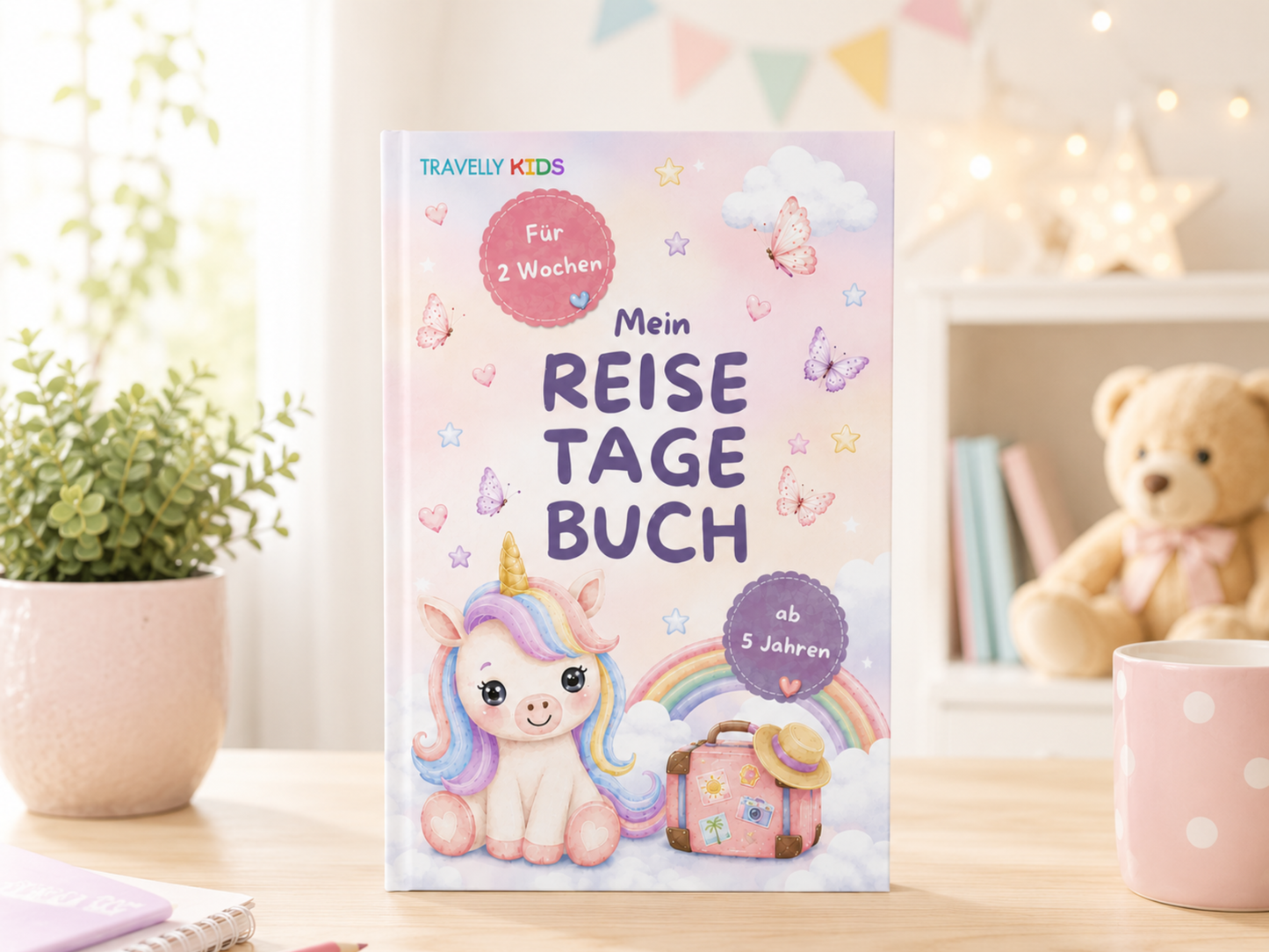 Reisetagebuch für Kinder - 2 Wochen - Einhorn Edition
