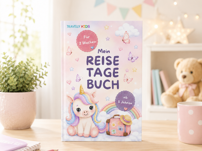 Reisetagebuch für Kinder - 2 Wochen - Einhorn Edition
