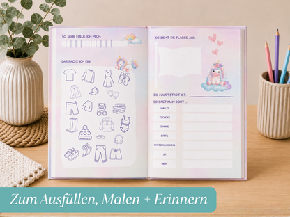 Reisetagebuch für Kinder - 2 Wochen - Einhorn Edition