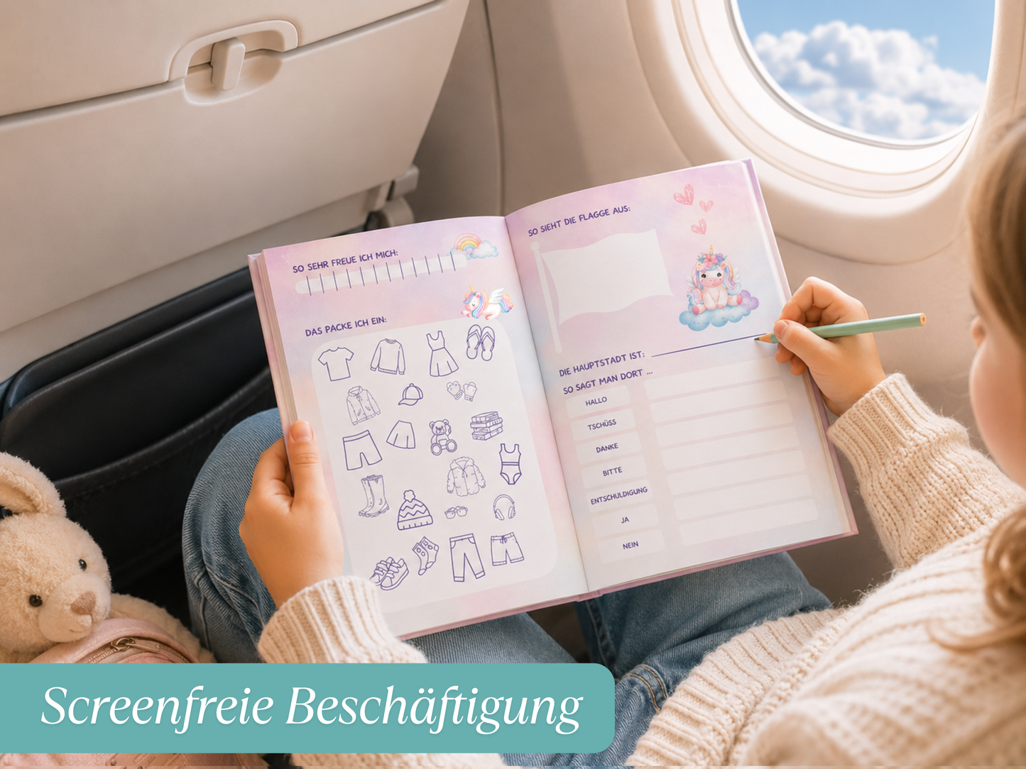 Reisetagebuch für Kinder - 2 Wochen - Einhorn Edition