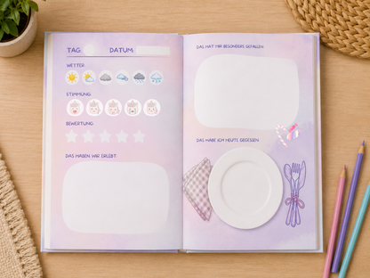Reisetagebuch für Kinder - 2 Wochen - Einhorn Edition