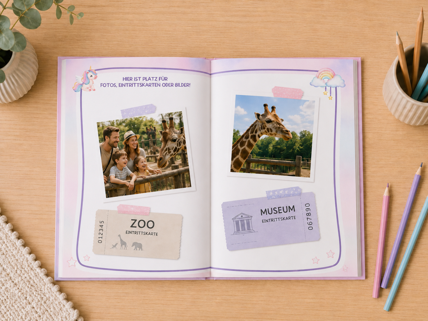 Reisetagebuch für Kinder - 2 Wochen - Einhorn Edition