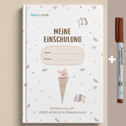 Einschulungs-Gästebuch mit Stift – Wünsche & Erinnerungen zum Schulstart