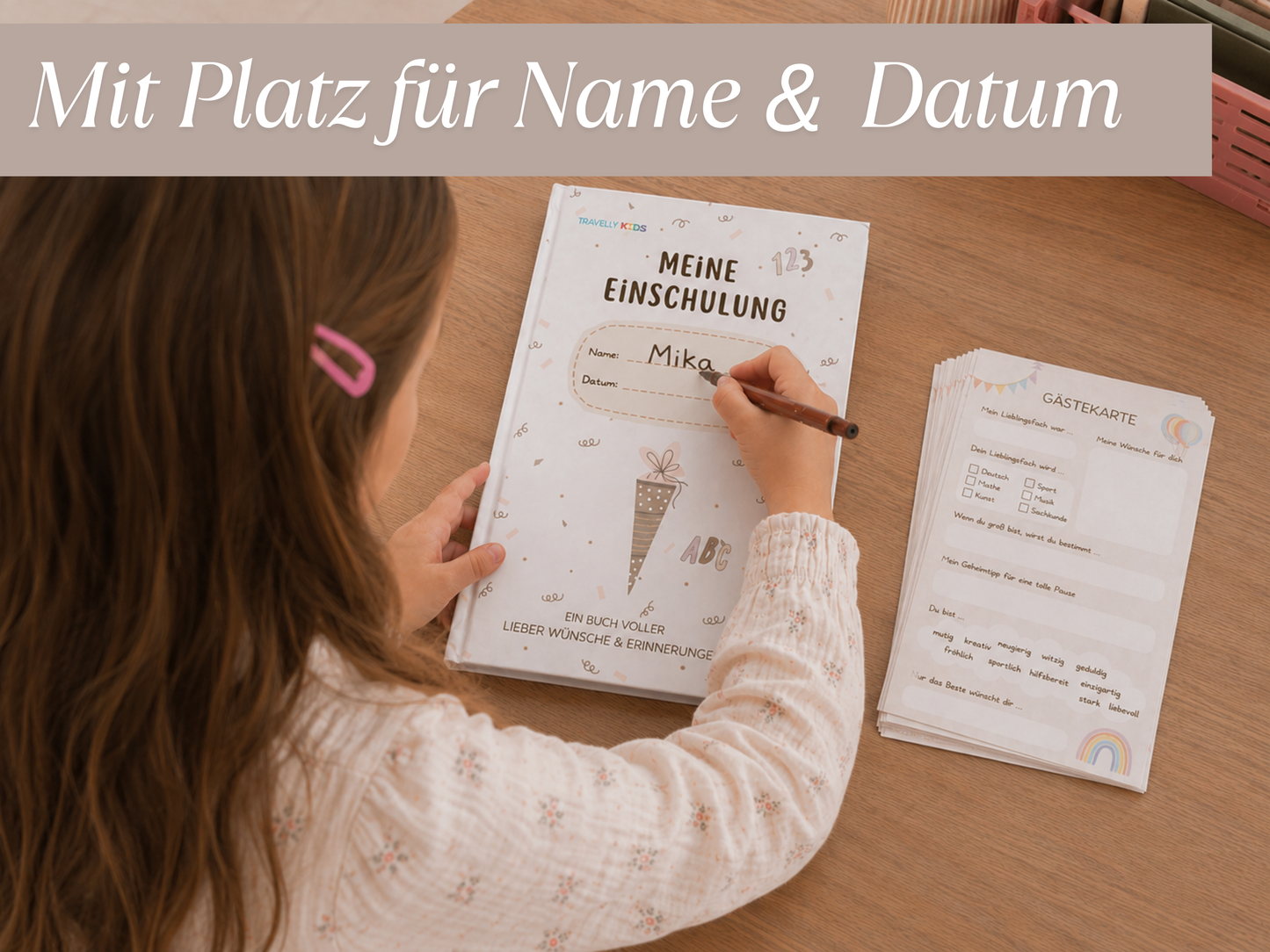 Einschulungs-Gästebuch mit Stift – Wünsche & Erinnerungen zum Schulstart