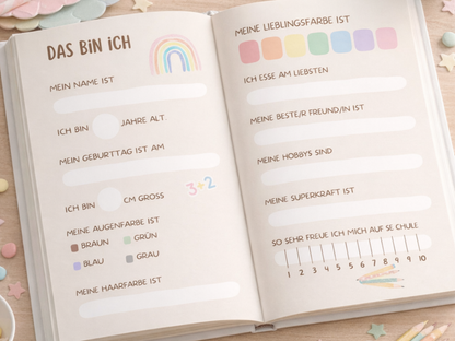 Einschulungs-Gästebuch mit Stift – Wünsche & Erinnerungen zum Schulstart