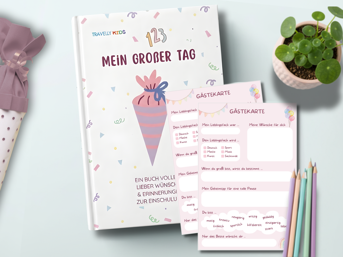Einschulungsbuch – Gästebuch mit Wünschen zum Schulstart