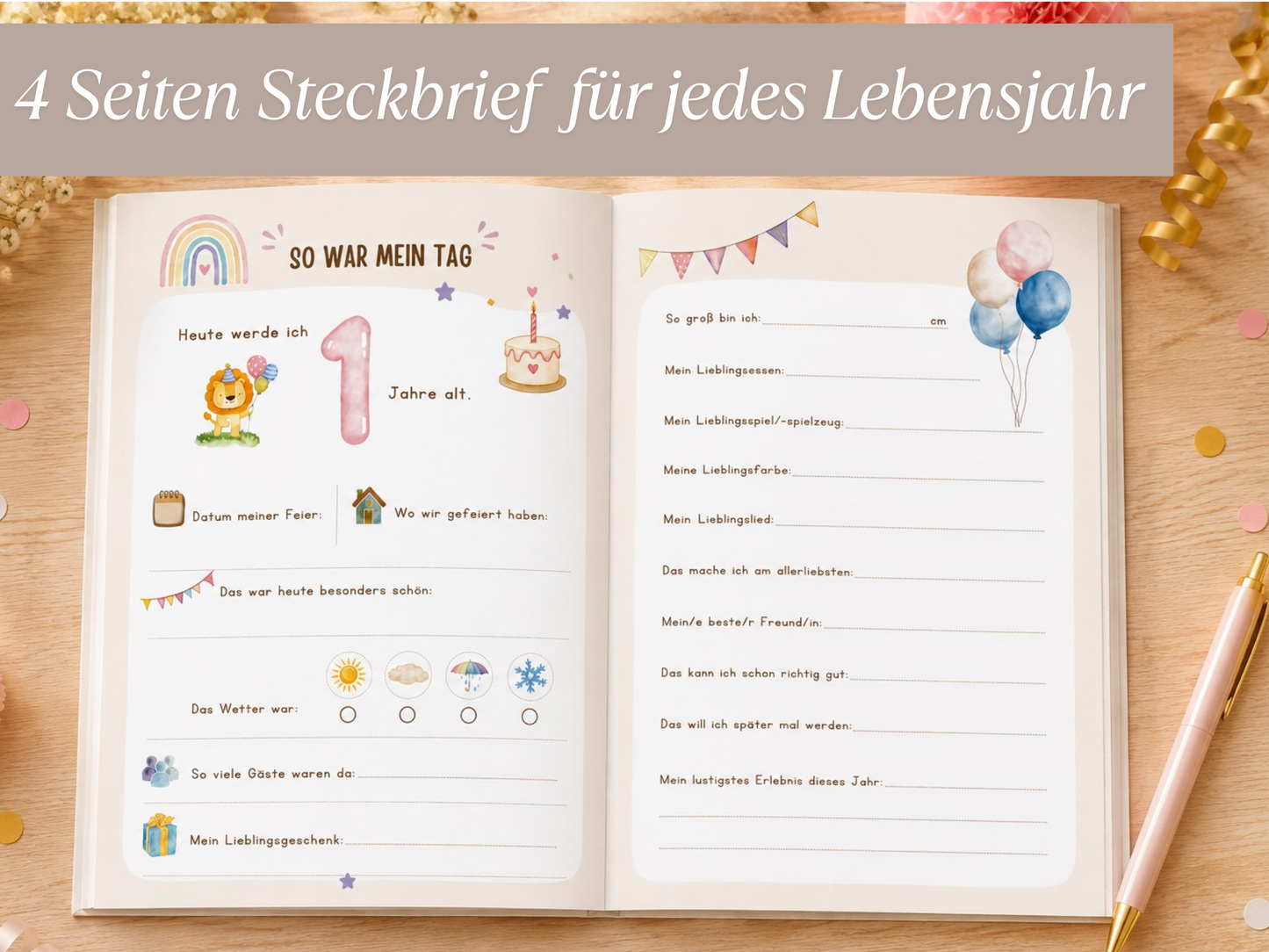 Gästebuch & Erinnerungsbuch – 10 Geburtstage, Beige