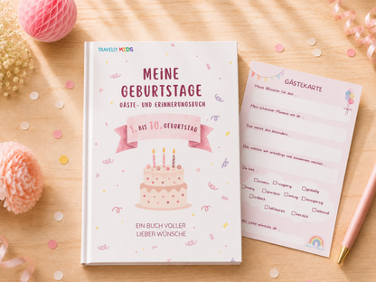 Gästebuch & Erinnerungsbuch – 10 Geburtstage, Rosa