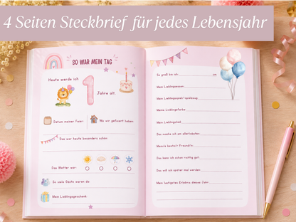 Gästebuch & Erinnerungsbuch – 10 Geburtstage, Rosa