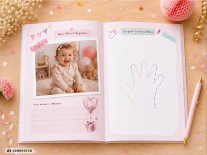 Gästebuch & Erinnerungsbuch – 10 Geburtstage, Rosa
