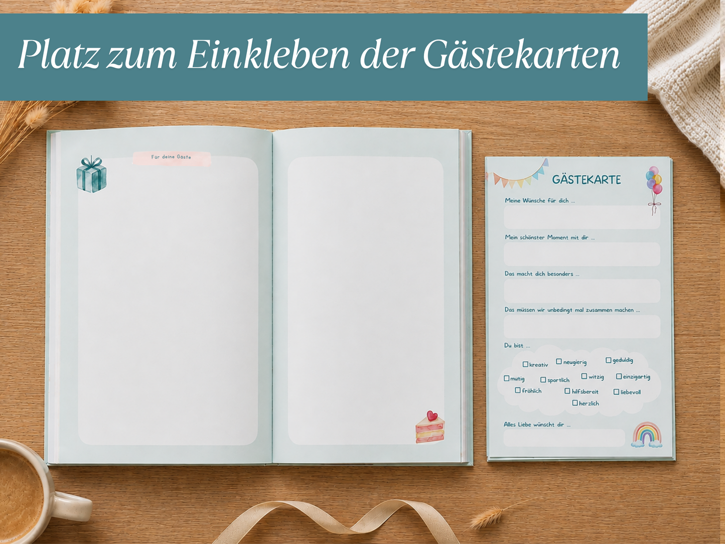 Gästebuch & Erinnerungsbuch – 10 Geburtstage, Türkis