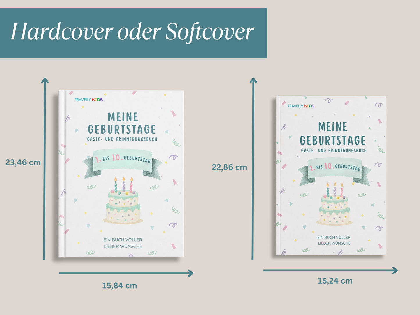 Gästebuch & Erinnerungsbuch – 10 Geburtstage, Türkis