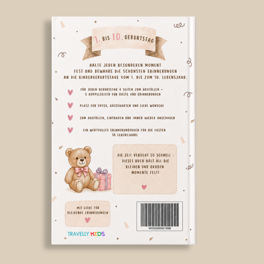 Gästebuch & Erinnerungsbuch – 10 Geburtstage, Beige