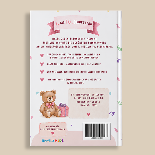 Gästebuch & Erinnerungsbuch – 10 Geburtstage, Rosa