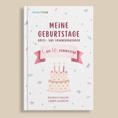Gästebuch & Erinnerungsbuch – 10 Geburtstage, Rosa