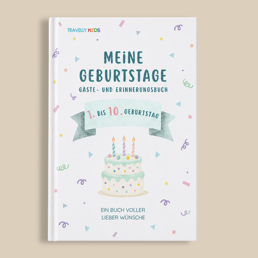 Gästebuch & Erinnerungsbuch – 10 Geburtstage, Türkis