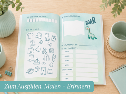 Reisetagebuch für Kinder - 2 Wochen- Dino Edition