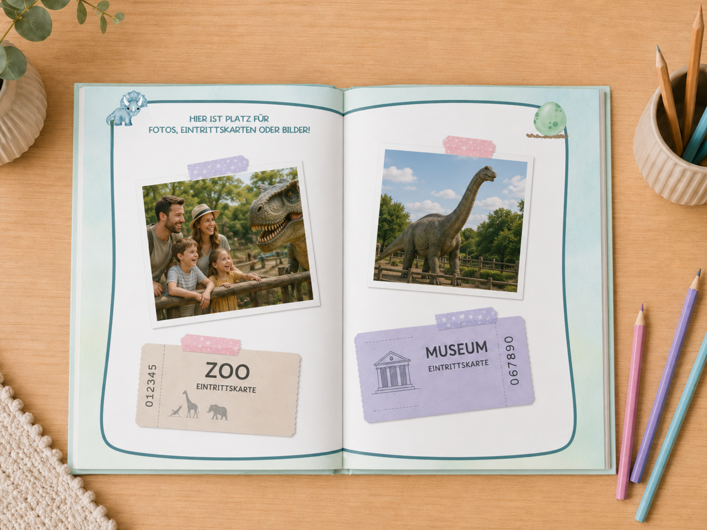 Reisetagebuch für Kinder - 2 Wochen- Dino Edition