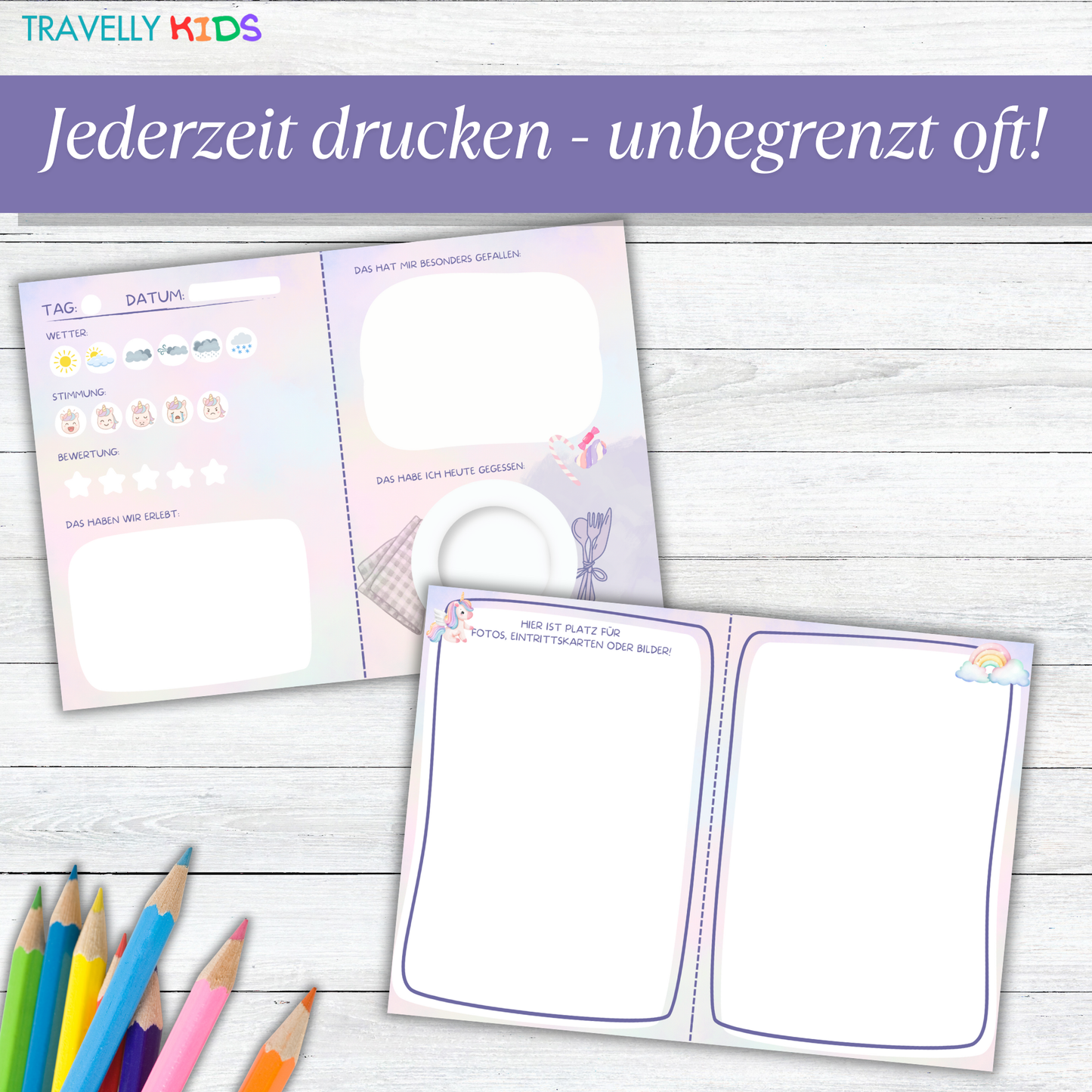 Einhorn Reisetagebuch für Kinder (PDF Download)