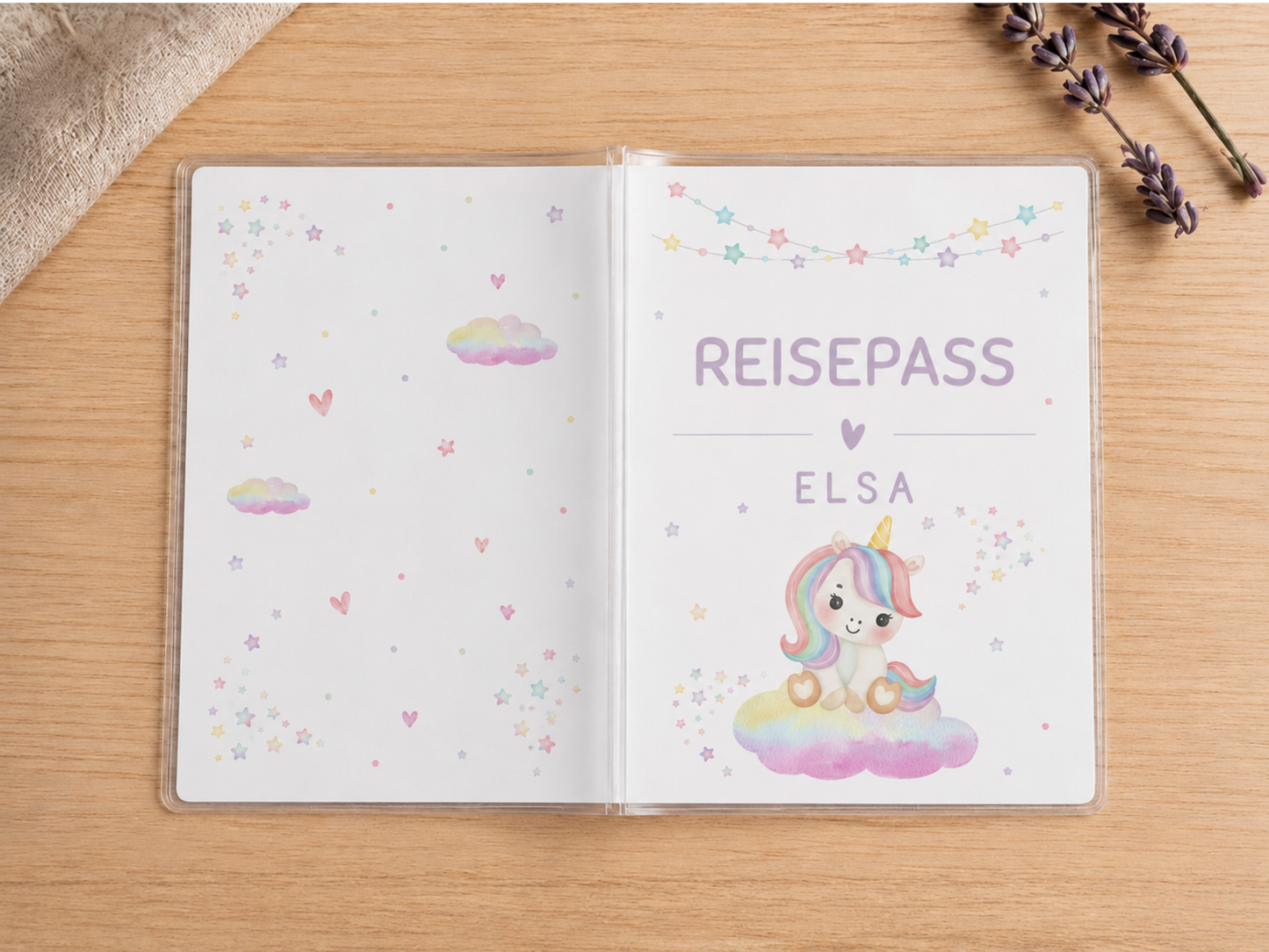Personalisierte Reisepasshülle "Einhorn"