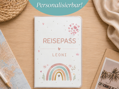 Personalisierte Reisepasshülle "Regenbogen"