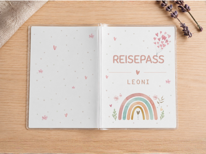 Personalisierte Reisepasshülle "Regenbogen"