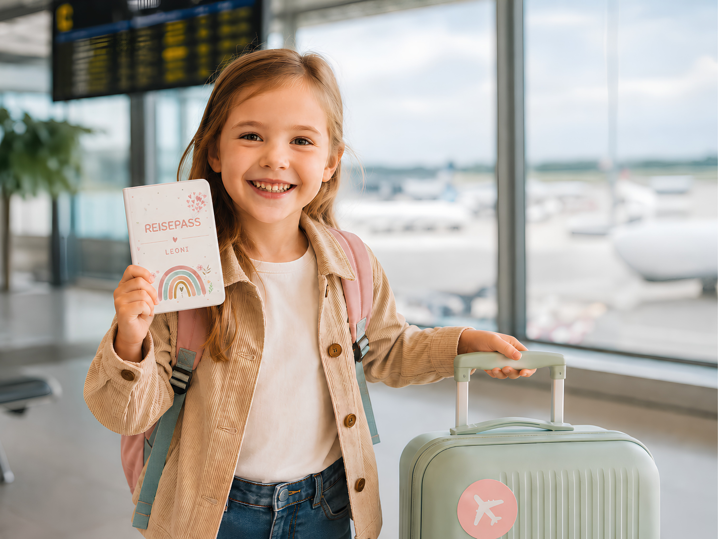 Personalisierte Reisepasshülle "Regenbogen"