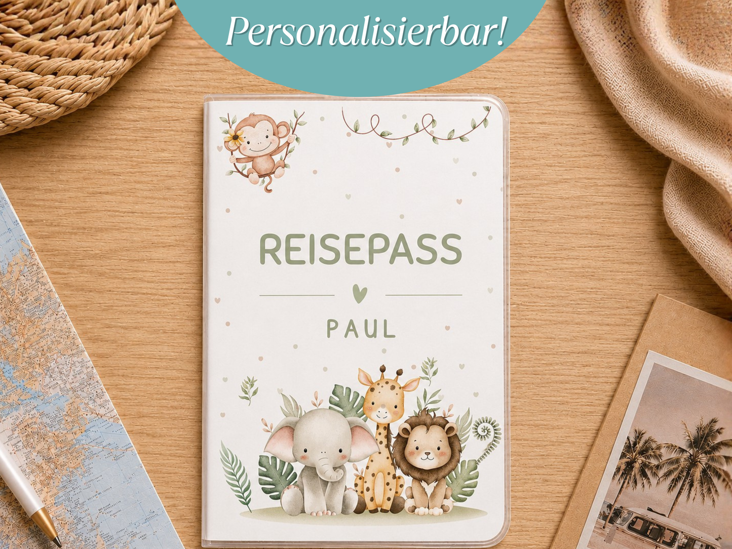Personalisierte Reisepasshülle "Safari"