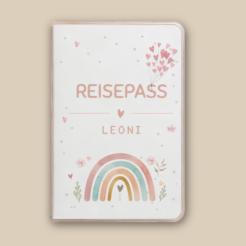Personalisierte Reisepasshülle "Regenbogen"