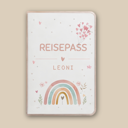 Personalisierte Reisepasshülle "Regenbogen"