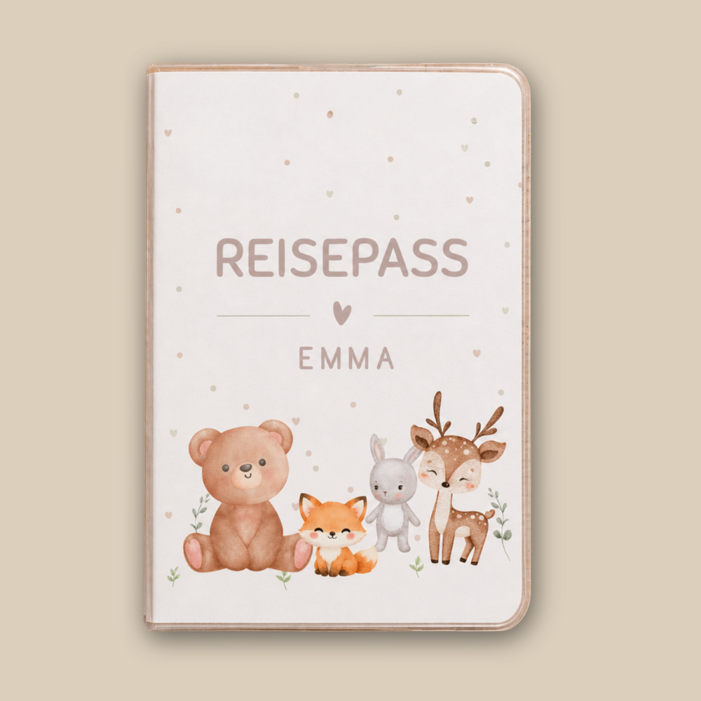 Personalisierte Reisepasshülle "Waldtiere"