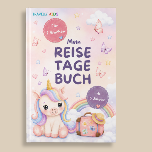 Reisetagebuch für Kinder - 2 Wochen - Einhorn Edition
