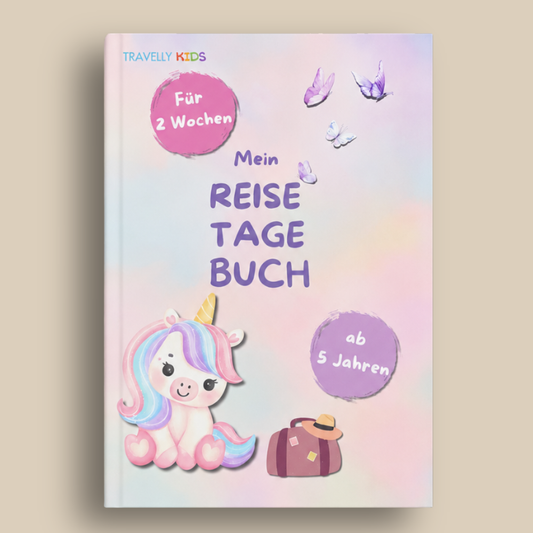 Reisetagebuch für Kinder - 2 Wochen - Einhorn Edition