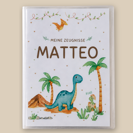 Personalisierte Zeugnismappe "Dino"