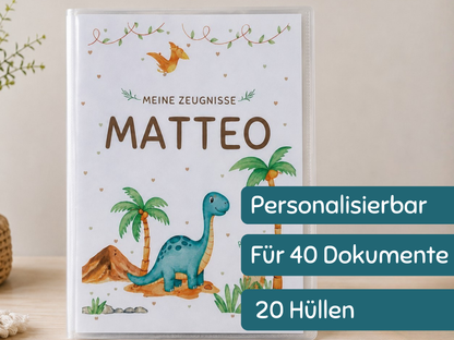 Personalisierte Zeugnismappe "Dino"