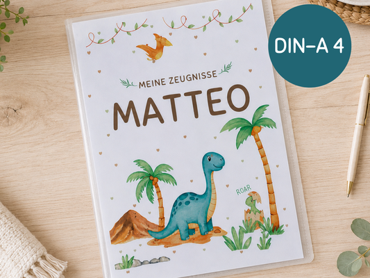 Personalisierte Zeugnismappe "Dino"