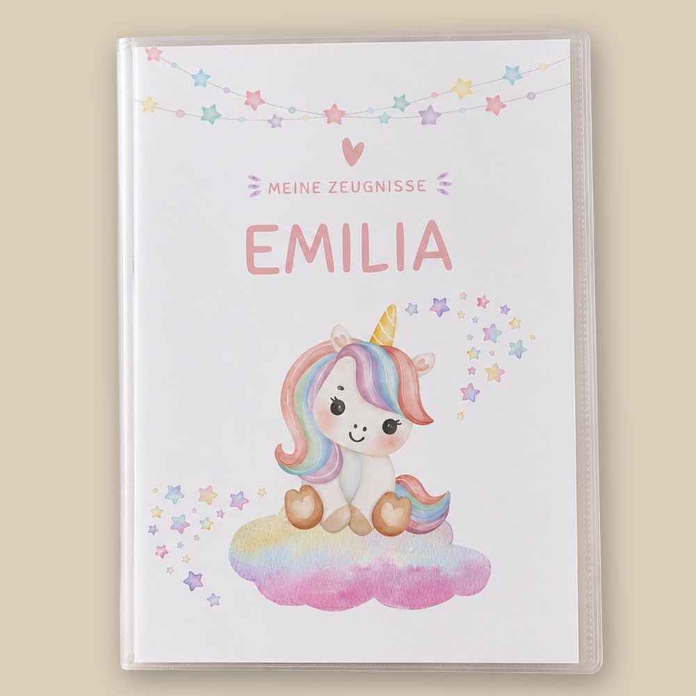 Personalisierte Zeugnismappe "Einhorn"