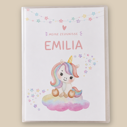 Personalisierte Zeugnismappe "Einhorn"