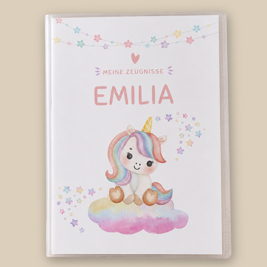 Personalisierte Zeugnismappe "Einhorn"