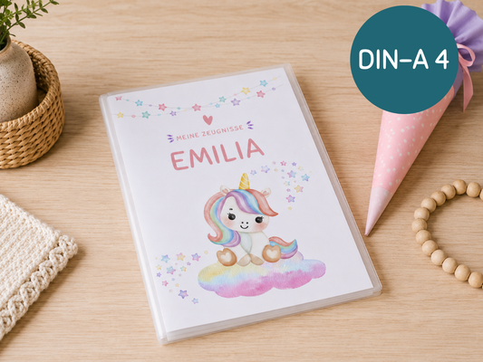 Personalisierte Zeugnismappe "Einhorn"