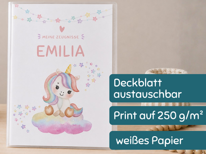 Personalisierte Zeugnismappe "Einhorn"