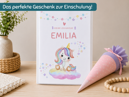 Personalisierte Zeugnismappe "Einhorn"