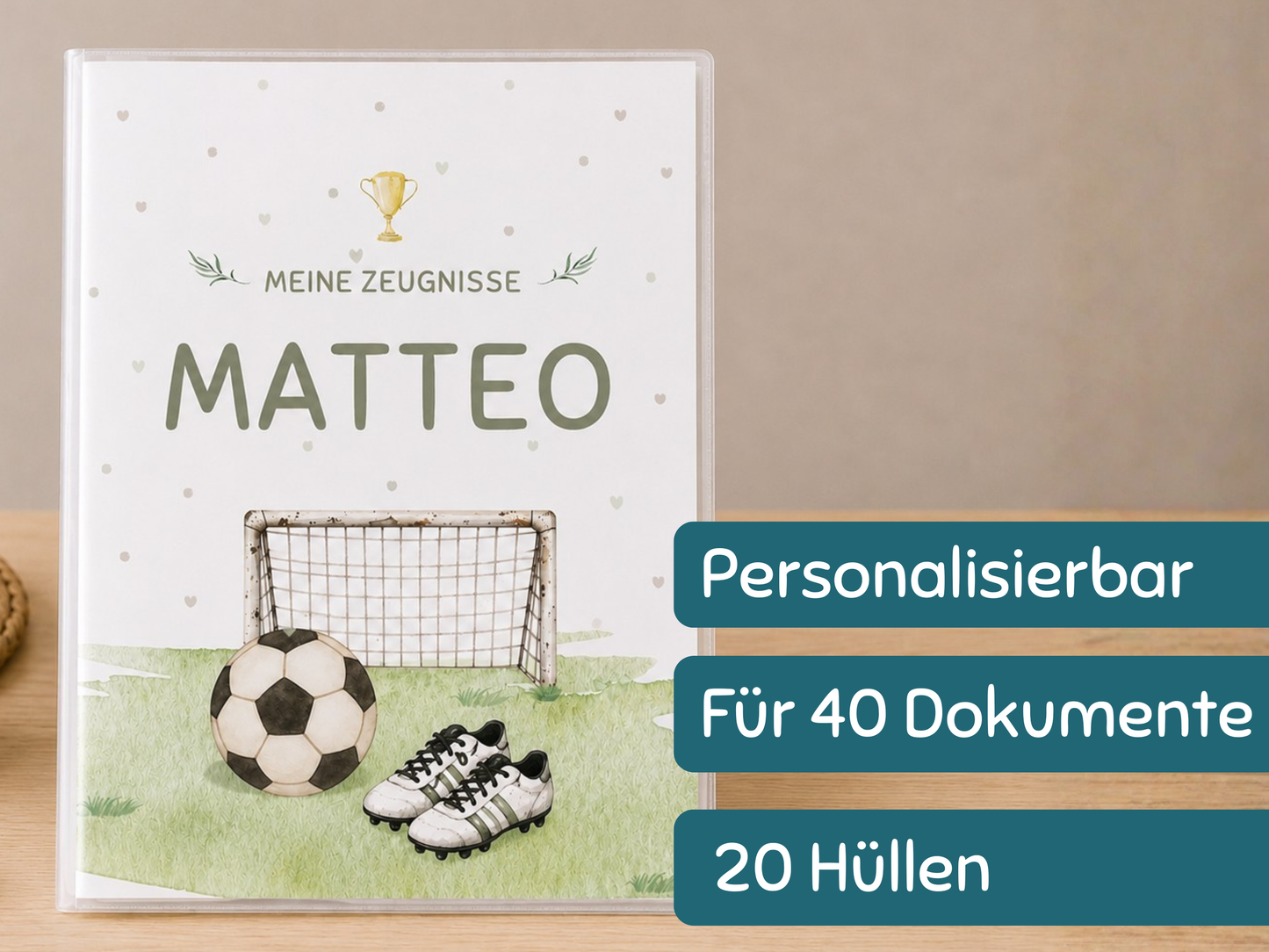 Personalisierte Zeugnismappe "Fußball"