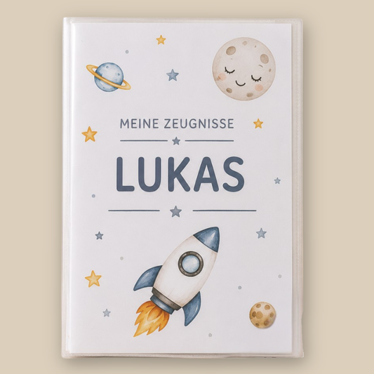 Personalisierte Zeugnismappe "Weltraum"